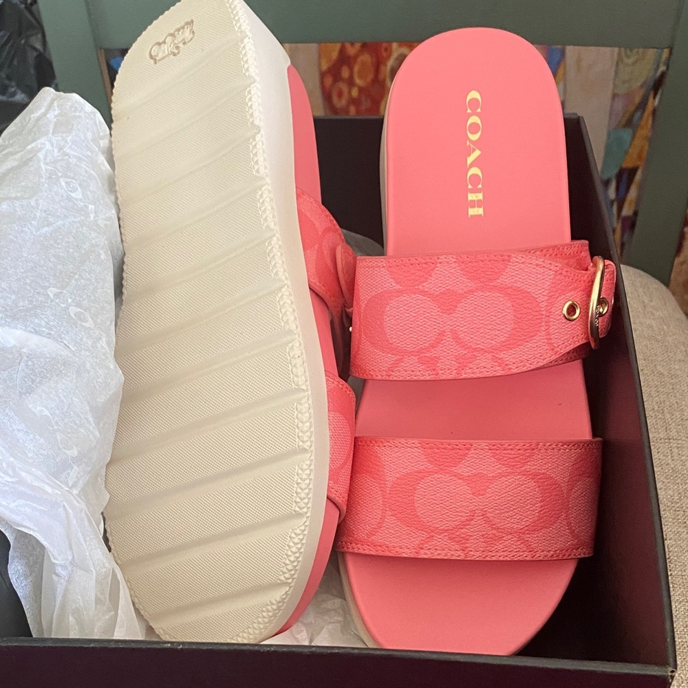 Coach Women's Coral Slide Sandals - Picture 2 of 5